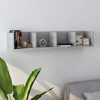 vidaXL CD-hylla betonggrå 100x18x18 cm konstruerat trä