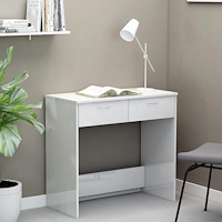 vidaXL Skrivbord vit högglans 80x40x75 cm konstruerat trä