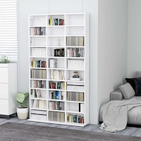 vidaXL CD-hylla vit högglans 102x16x177,5 cm konstruerat trä