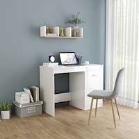 vidaXL Skrivbord vit högglans 100x50x76 cm konstruerat trä