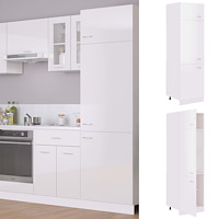 vidaXL Skåp för kylskåp “Lyon” vit högglans 60x57x207 cm