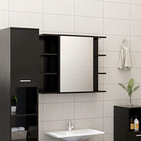 vidaXL Spegelskåp för badrum svart 80x20,5x64 cm konstruerat trä