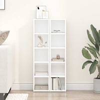 vidaXL CD-hyllor 2 st vit högglans 21x16x93,5 cm spånskiva