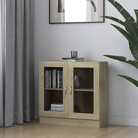 vidaXL Vitrinskåp sonoma-ek 82,5x30,5x80 cm konstruerat trä