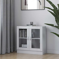 vidaXL Vitrinskåp vit högglans 82,5x30,5x80 cm konstruerat trä