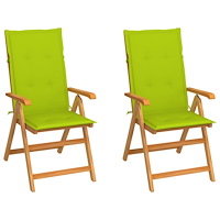 vidaXL Trädgårdsstolar 2 st med ljusgröna dynor massiv teak