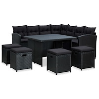 vidaXL Loungegrupp med dynor 6 delar svart konstrotting