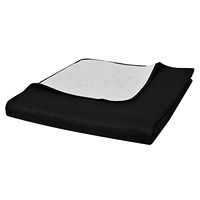 vidaXL Dubbelsidigt vadderat överkast svart/vit 170 x 210 cm