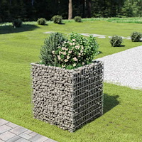 vidaXL Planteringsgabion upphöjd galvaniserat stål 90x90x100 cm