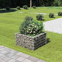vidaXL Planteringsgabion upphöjd galvaniserat stål 90x90x50 cm