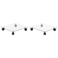 vidaXL Växtställ på hjul 2 st härdat glas 35x35 cm kvadratisk