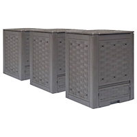 vidaXL Trädgårdskompost 3 st brun 60x60x83 cm 900 L plastrotting
