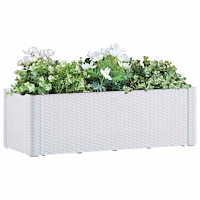 vidaXL Upphöjd odlingslåda med självbevattning vit 100x43x33 cm