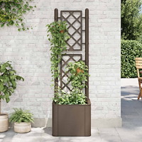 vidaXL Odlingslåda med spaljé och självbevattning mocka