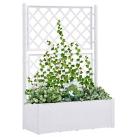 vidaXL Odlingslåda med spaljé och självbevattning vit