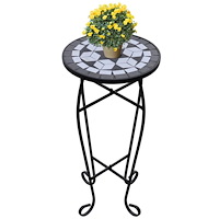 vidaXL Sidobord med mosaik svart vit