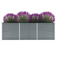 vidaXL Odlingslåda upphöjd galvaniserat stål 240x80x77 cm grå