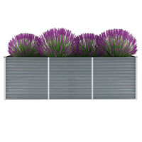 vidaXL Odlingslåda upphöjd galvaniserat stål 240x80x77 cm grå