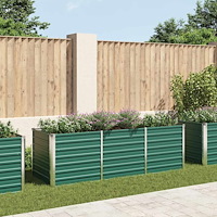 vidaXL Odlingslåda upphöjd galvaniserat stål 240x80x77 cm grön