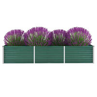 vidaXL Odlingslåda upphöjd galvaniserat stål 240x80x45 cm grön