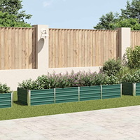 vidaXL Odlingslåda upphöjd galvaniserat stål 320x80x45 cm grön