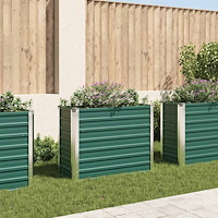 vidaXL Odlingslåda upphöjd galvaniserat stål 100x40x77 cm grön