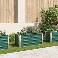 vidaXL Odlingslåda upphöjd galvaniserat stål 100x40x45 cm grön