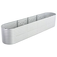 vidaXL Odlingslåda upphöjd galvaniserat stål 400x80x81 cm silver