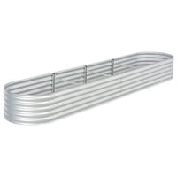 vidaXL Odlingslåda upphöjd galvaniserat stål 400x80x44 cm silver