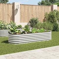 vidaXL Odlingslåda upphöjd galvaniserat stål 240x80x44 cm silver