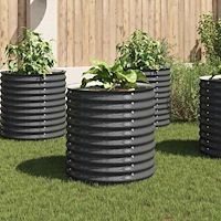 vidaXL Odlingslåda upphöjd galvaniserat stål 80x80x81 cm grå