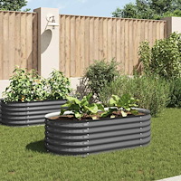 vidaXL Odlingslåda upphöjd galvaniserat stål 160x80x44 cm grå