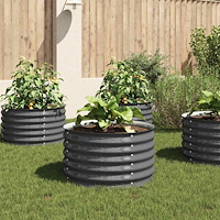 vidaXL Odlingslåda upphöjd galvaniserat stål 80x80x44 cm grå