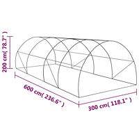vidaXL Växthus 18m² 600x300x200 cm