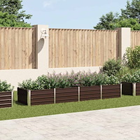 vidaXL Odlingslåda upphöjd brun 320x80x45 cm galvaniserat stål