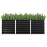 vidaXL Odlingslåda upphöjd antracit 240x80x77 cm galvaniserat stål