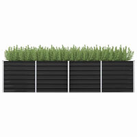 vidaXL Odlingslåda upphöjd antracit 320x80x77 cm galvaniserat stål