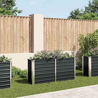 vidaXL Odlingslåda upphöjd antracit 160x40x77 cm galvaniserat stål