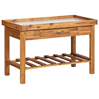 vidaXL Planteringsbord med ovansida i zink massivt akaciaträ