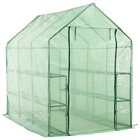 vidaXL Växthus med 12 hyllor stål 143x214x196 cm