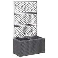 vidaXL Spaljé med 2 krukor upphöjd 58x30x107 cm konstrotting svart