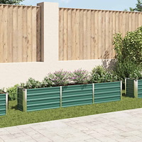 vidaXL Odlingslåda upphöjd galvaniserat stål 240x40x45 cm grön