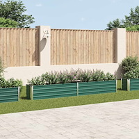 vidaXL Odlingslåda upphöjd galvaniserat stål 320x40x45 cm grön