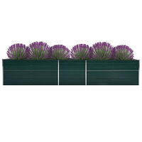 vidaXL Odlingslåda upphöjd galvaniserat stål 400x80x45 cm grön