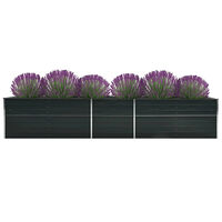 vidaXL Odlingslåda upphöjd galvaniserat stål 400x80x45 cm antracit