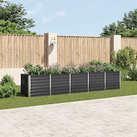 vidaXL Odlingslåda upphöjd galvaniserat stål 400x80x77 cm antracit