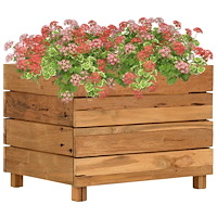 vidaXL Blomlåda upphöjd 50x40x38 cm återvunnet teakträ och stål