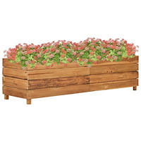 vidaXL Blomlåda upphöjd 150x40x38 cm återvunnet teakträ och stål