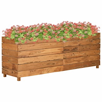 vidaXL Blomlåda upphöjd 150x40x55 cm återvunnet teakträ och stål