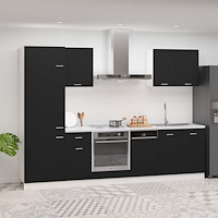 vidaXL Köksskåp set 7 delar Lyon svart konstruerat trä